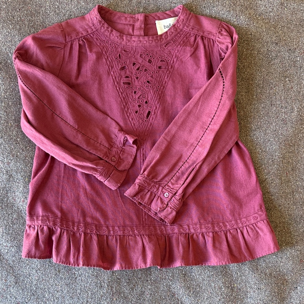 ba&sh Cotton/Linen Top in Deep Rose (Size XS)